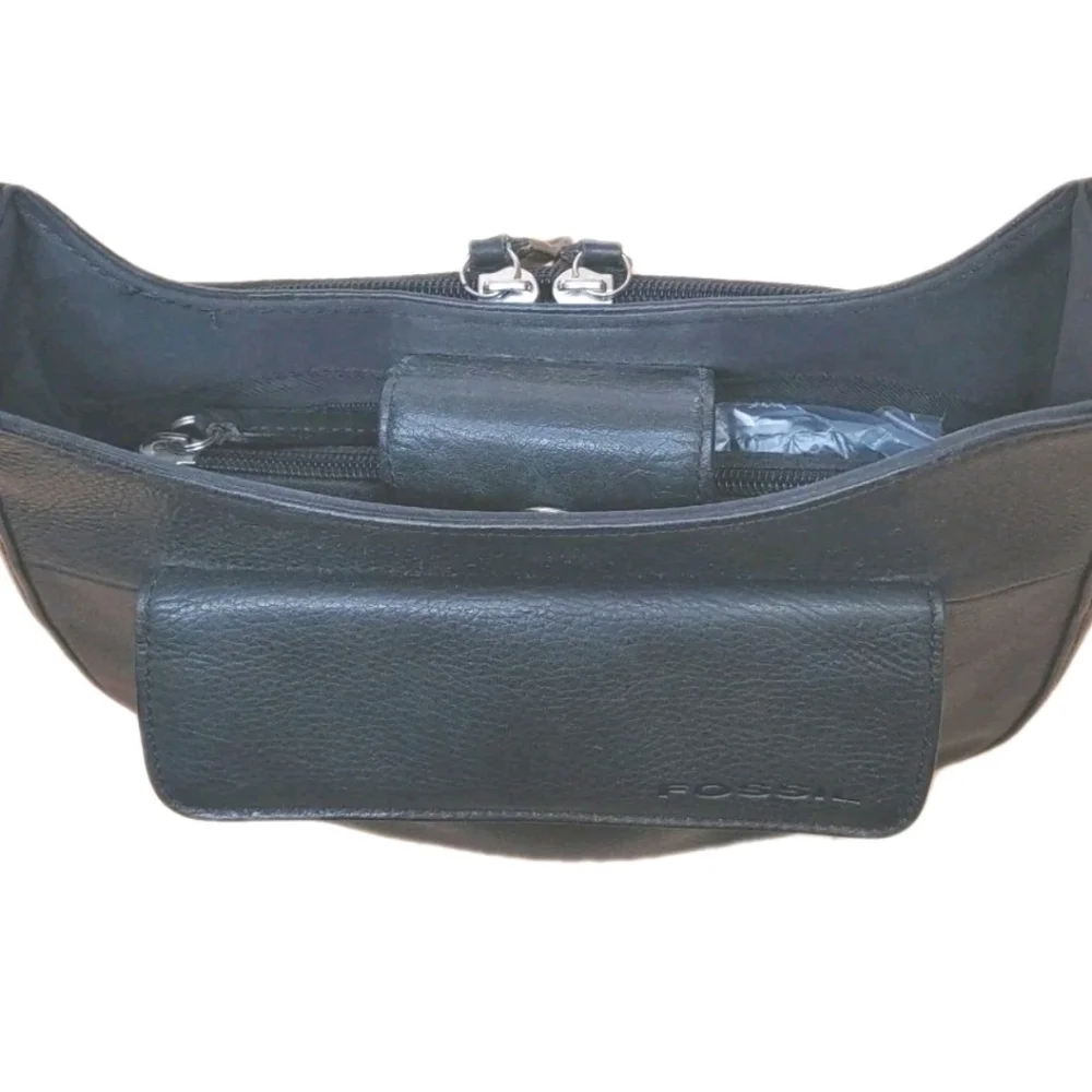 Fossil Pebble Leather Purse Hand Shoulder Bag Satchel Dark Green Y2k Vtg 90s